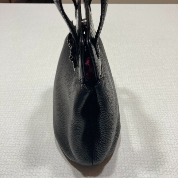 Like New Brighton Black Croc embossed and Pebble Leather Satchel Mini bag - Picture 4 of 11